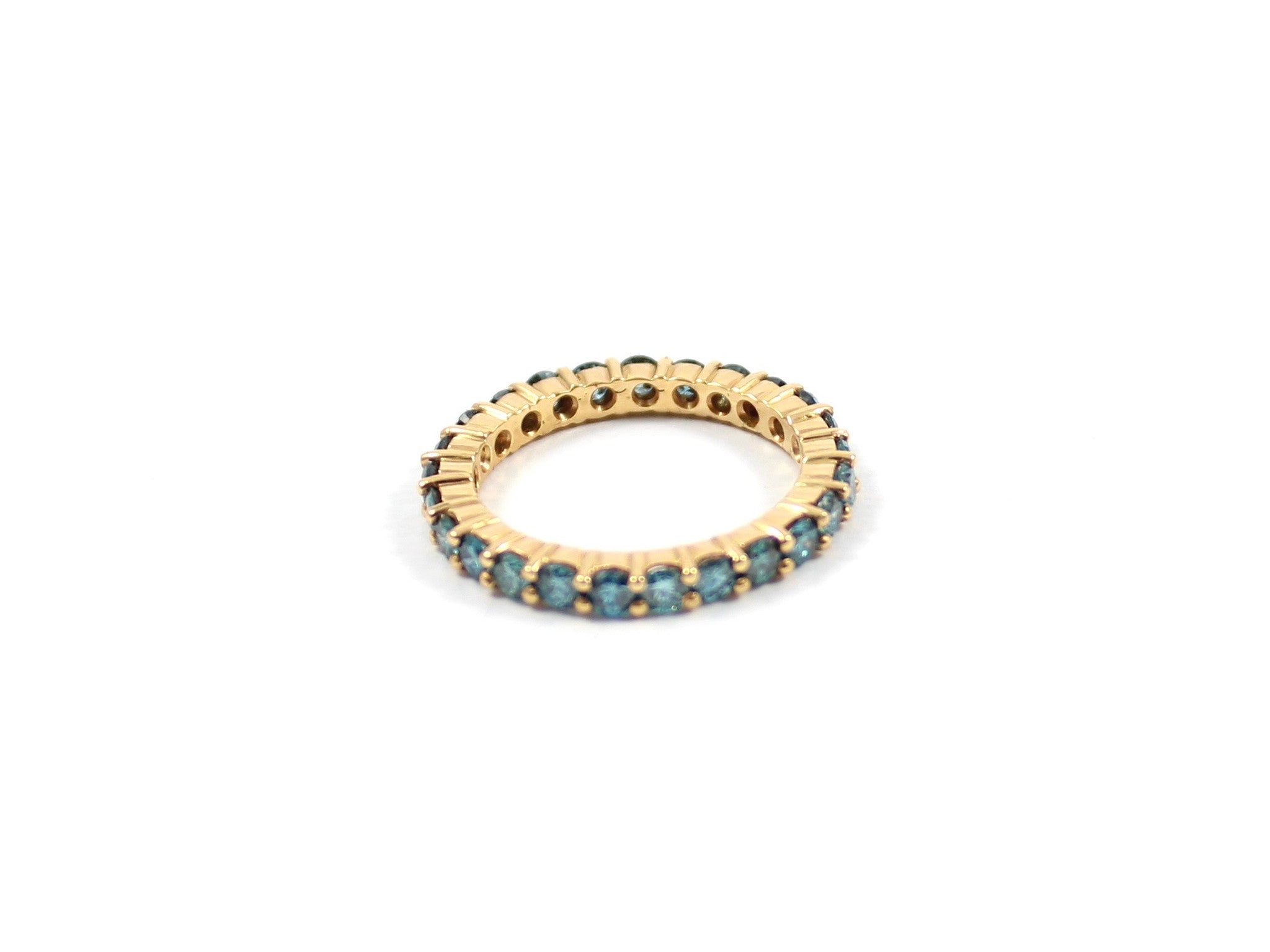 Anello oro 18kt riviera giro intero diamanti fancy color blue - Puntodgioielli